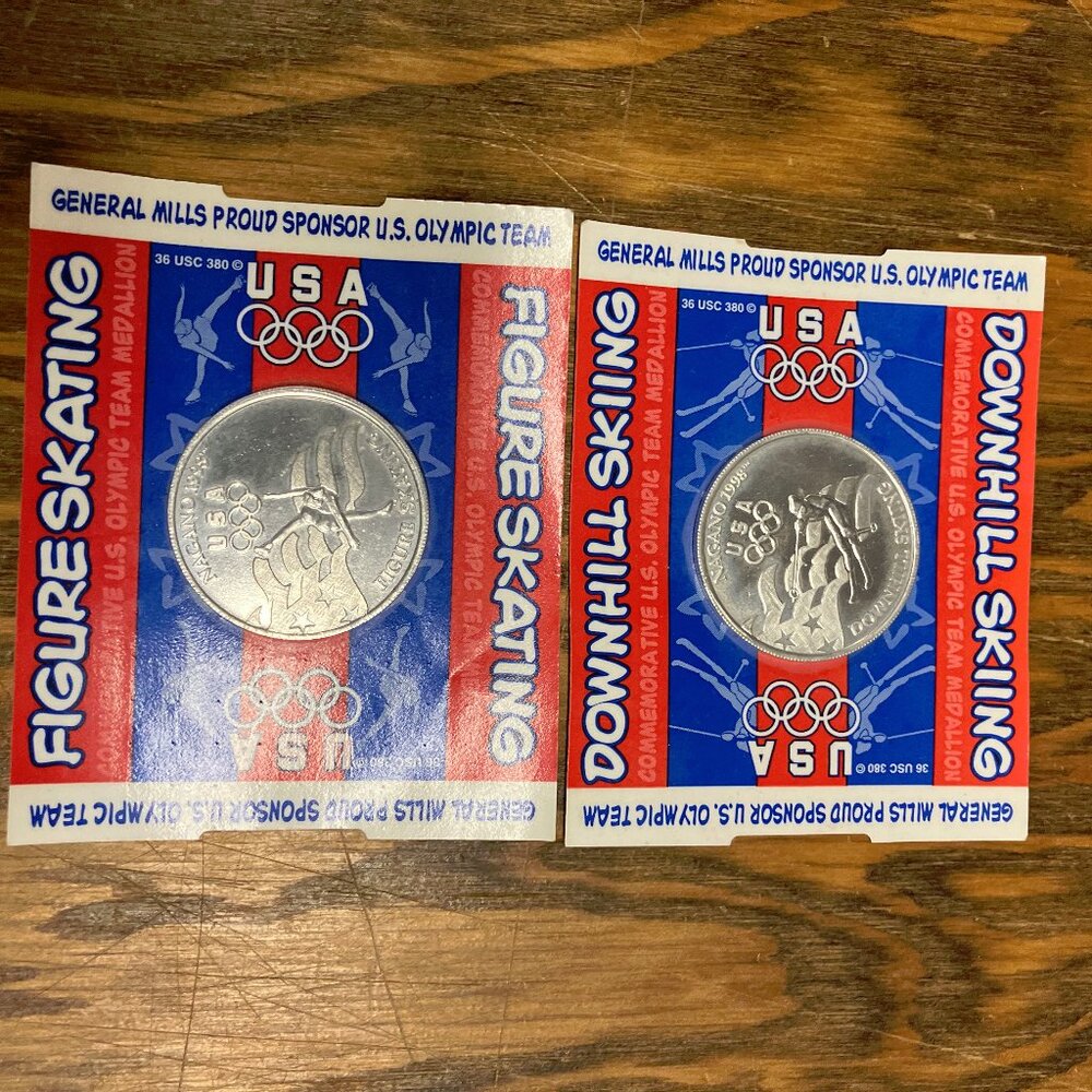 General Mills Nagano 1998 Olympic coins figure skating downhill skiing